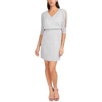 Женское свободное мини-платье-футляр MSK серебристого цвета с присборами L BHFO 0925