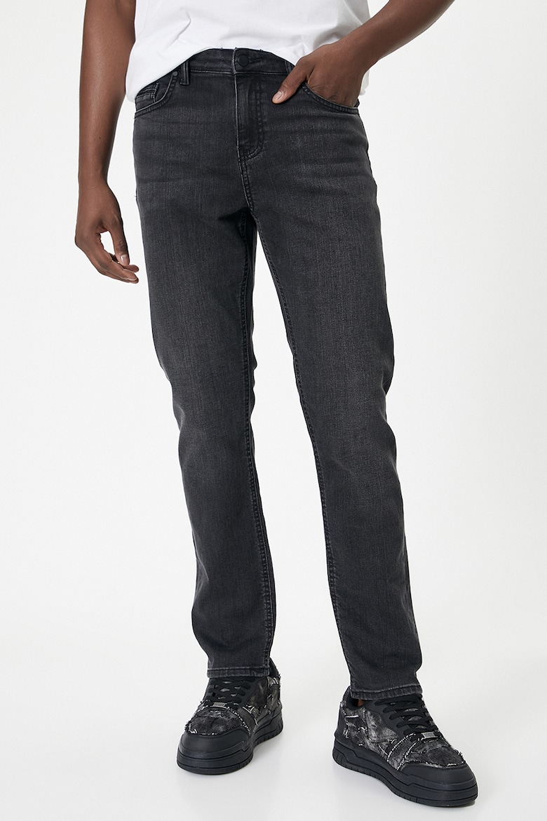 Узкие джинсы с потертым эффектом Koton, серый