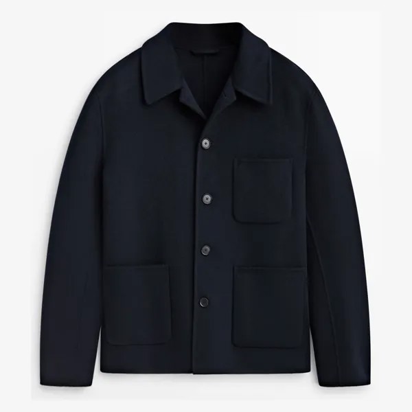 Куртка-рубашка Massimo Dutti Studio Double-faced Wool, темно-синий