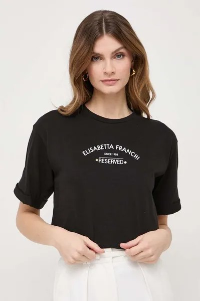 Хлопковая футболка Elisabetta Franchi, черный