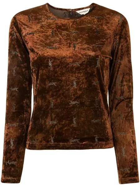 Yves Saint Laurent Pre-Owned бархатная блузка с логотипом