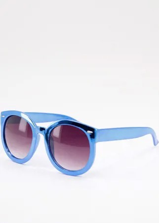 Круглые солнцезащитные очки в массивной оправе Jeepers Peepers-Голубой
