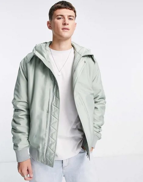Шалфейно-зеленый бомбер с капюшоном Topman-Зеленый цвет
