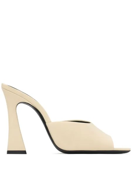 Saint Laurent шелковые мюли Suite 105, нейтральный цвет