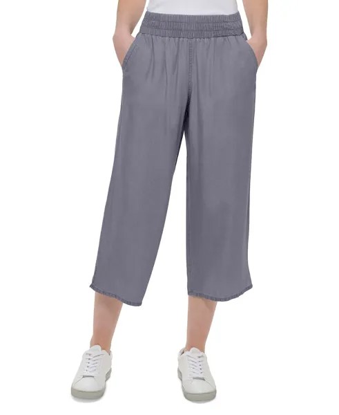 Укороченные брюки Petite с необработанным краем и присборенной талией Calvin Klein Jeans
