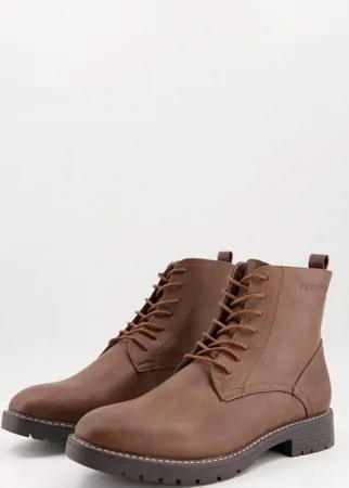 Коричневые ботинки из искусственной кожи на шнуровке Jack & Jones-Коричневый цвет