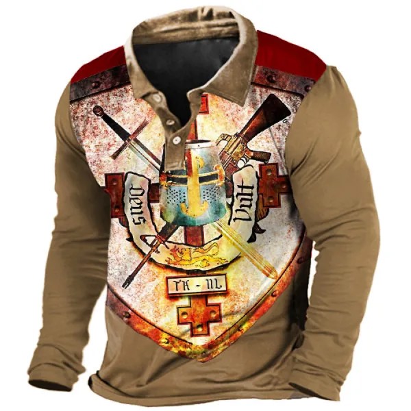 Мужская футболка-поло Templar Crest Polo с длинным рукавом на открытом воздухе