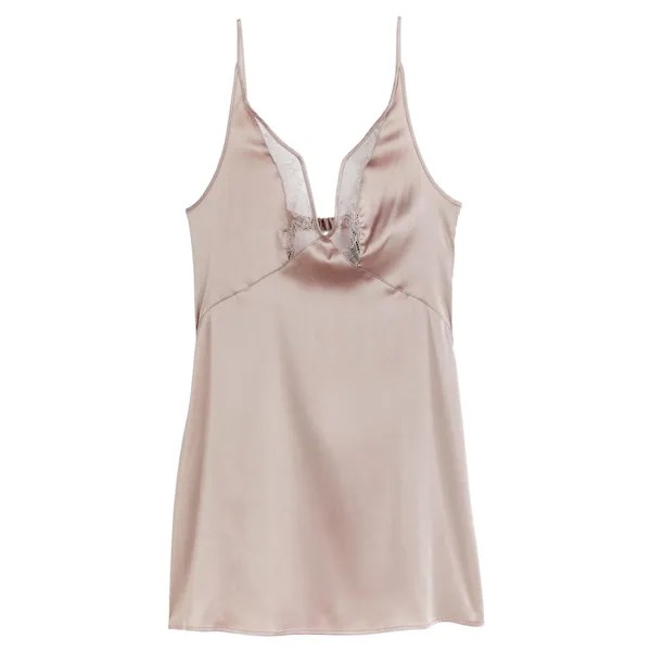 Ночная рубашка H&M Satin V-neck, пудрово-розовый