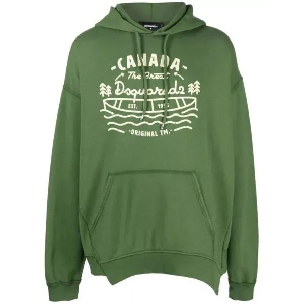 Футболка graphic-print verde cotton hoodie Dsquared2, зеленый