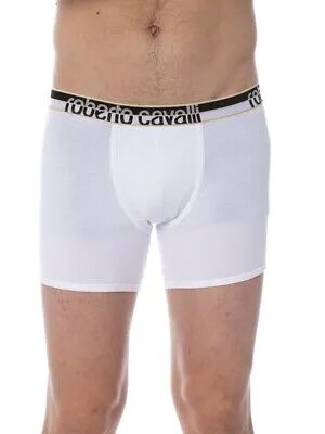 ROBERTO CAVALLI Нижнее белье Белые хлопковые эластичные трусы-боксеры с логотипом, 2 шт., размер США XL