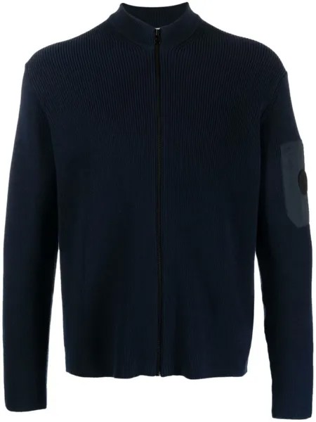 Woolrich кардиган на молнии в рубчик, синий