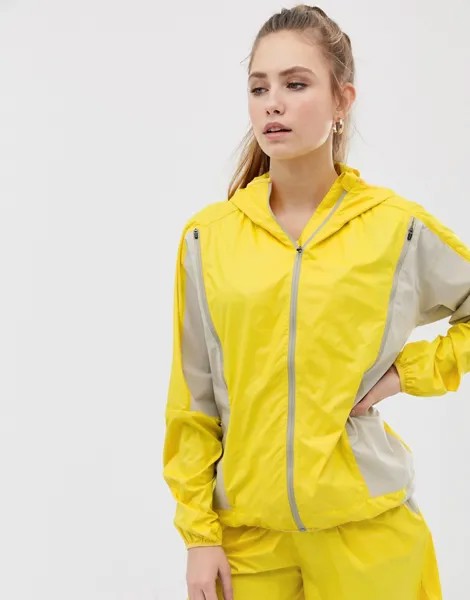 Бежево-желтая куртка для бега с молнией ASOS 4505-Желтый