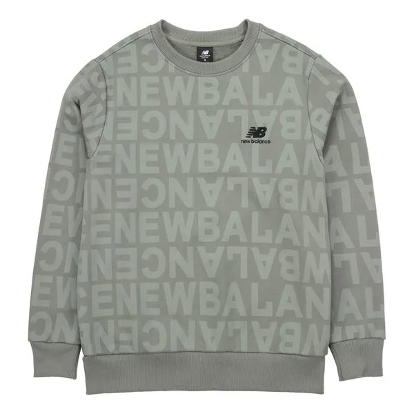 Толстовка New Balance Men's New Balance Logo Full Print Sports Round Neck Pullover Olive Green, мультиколор