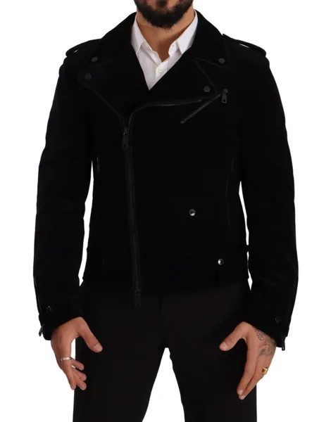 Куртка DOLCE - GABBANA Черное хлопковое байкерское пальто с молнией во всю длину IT48 / US38/ M Рекомендуемая розничная цена 2800 долларов США