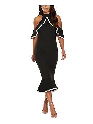 Черное женское коктейльное платье миди с длинными рукавами QUIZ 14