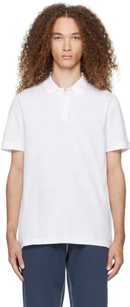 Белая рубашка-поло на двух пуговицах Sunspel, цвет White
