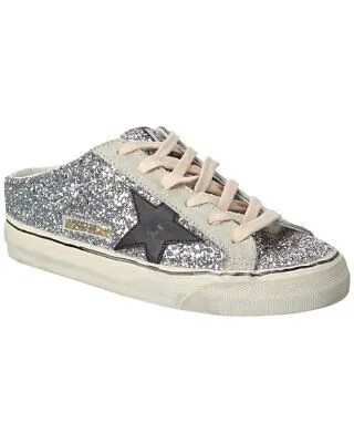 Женские кроссовки Golden Goose Superstar Sabot с блестками и замшей