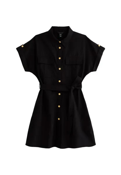 Платье-рубашка Belted Utility New Look, черное