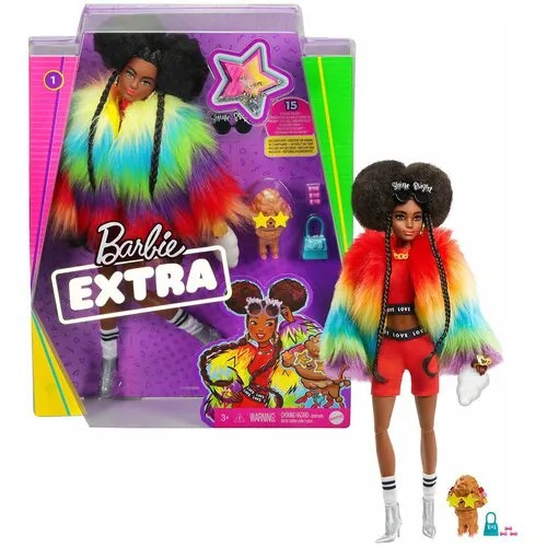 Кукла Barbie Барби Экстра в радужном пальто GVR04