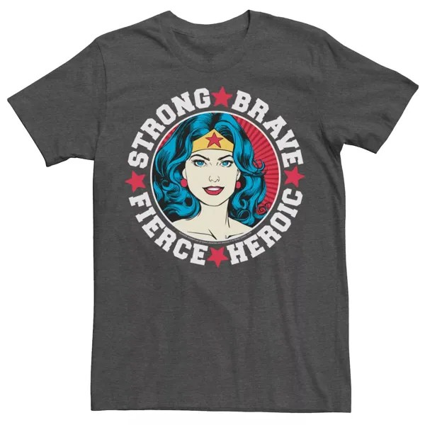 Мужская винтажная футболка с запахом и графическим рисунком «Чудо-женщина» DC Comics Strong Brave Licensed Character