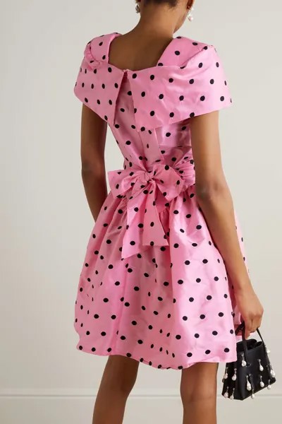 BATSHEVA Платье мини из тафты с вышивкой в ​​горошек Salt, розовый