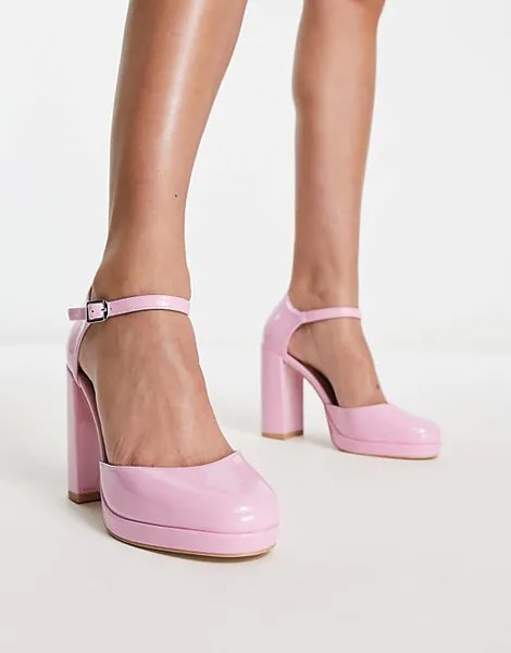 Светло-розовые туфли на каблуке на платформе New Look