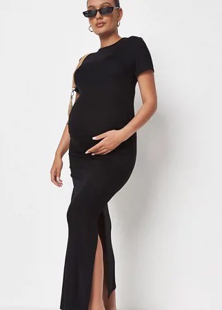 Черное платье макси с короткими рукавами Missguided Maternity-Черный цвет