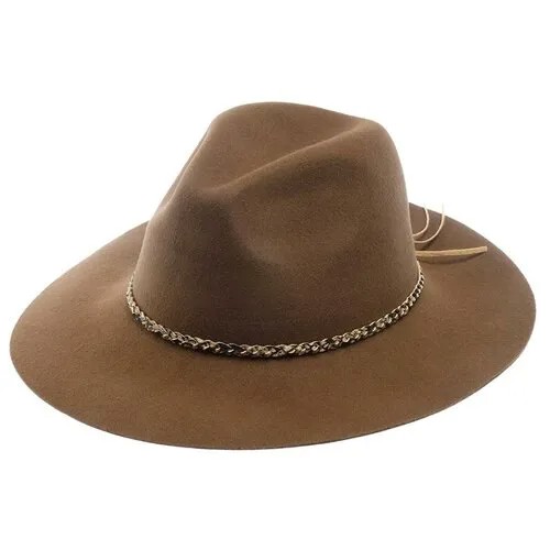 Шляпа федора Herman, шерсть, утепленная, размер 57, бежевый