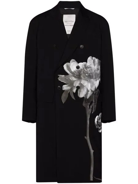 Valentino двубортное пальто с принтом