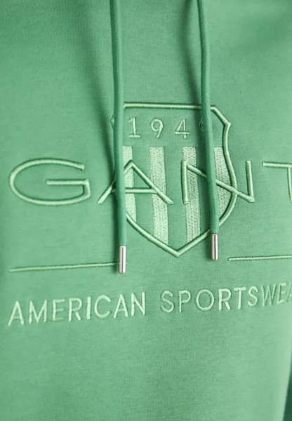 Толстовка Tonal Shield Hoodie GANT, зеленый морской гребень
