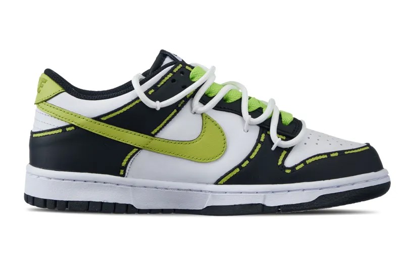 Кроссовки Nike Dunk Skateboarding Shoes Women's Low-top Black/white/green, зеленый
