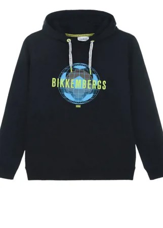 Черная толстовка-худи с геометрическим принтом Bikkembergs