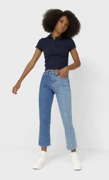 Stradivarius Поло Из Ткани В Рубчик Морской Синий Xl