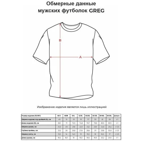 Футболка мужская короткий рукав GREG TS524V (ментол), Прямой силуэт / Сlassic fit, цвет Зеленый, размер 46