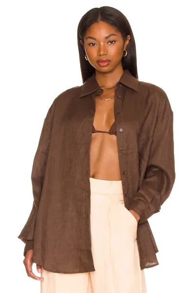 Рубашка AEXAE Linen Woven, коричневый