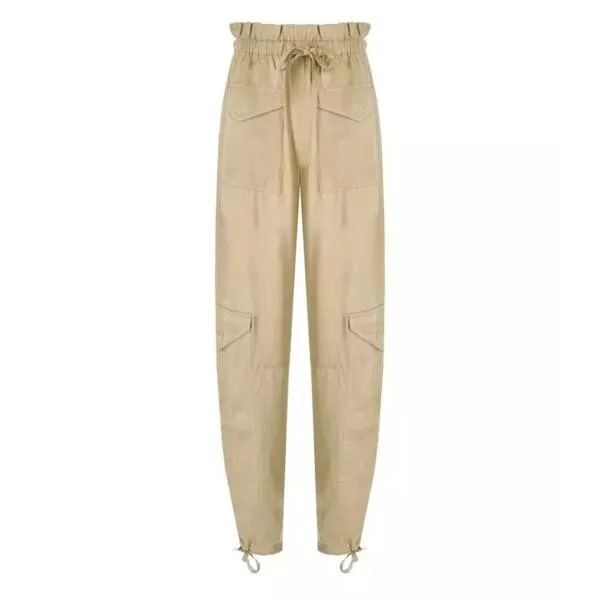 Брюки beige satin cargo trousers Ganni, коричневый