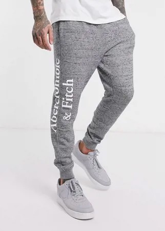 Серые джоггеры с манжетами и логотипом Abercrombie & Fitch-Серый