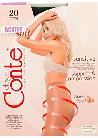 Колготки Conte elegant Active Soft, 20 den, размер 4, черный