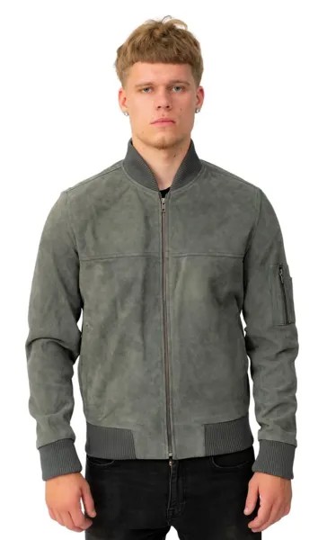 Куртка-бомбер MA-1 из козьей замши-Окленд Infinity Leather, серый