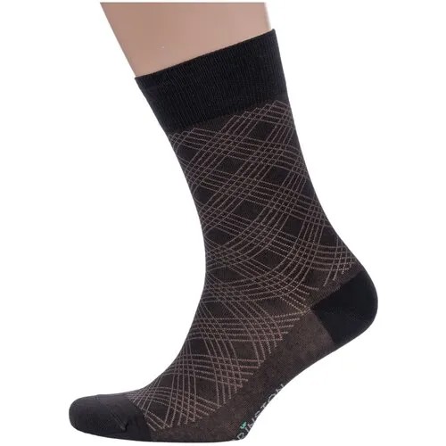 Мужские носки из мерсеризованного хлопка Grinston socks (PINGONS) коричневые, размер 25