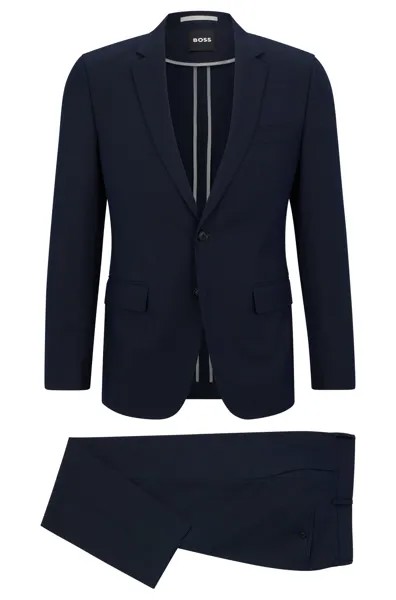 Костюм Hugo Boss Slim-fit In Micro-patterned Performance-stretch Cloth, темно-синий