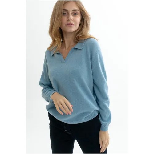 Джемпер bonny wool, длинный рукав, полуприлегающий силуэт, вязаный, без карманов, размер L/XL, голубой