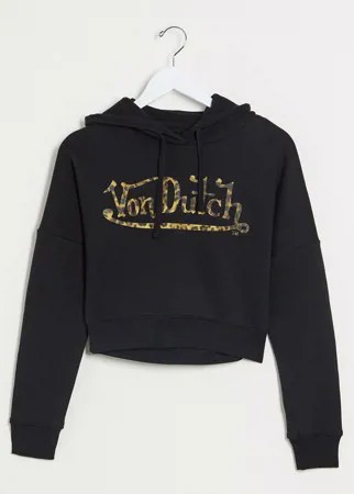 Короткий спортивный худи с логотипом Von Dutch-Черный цвет