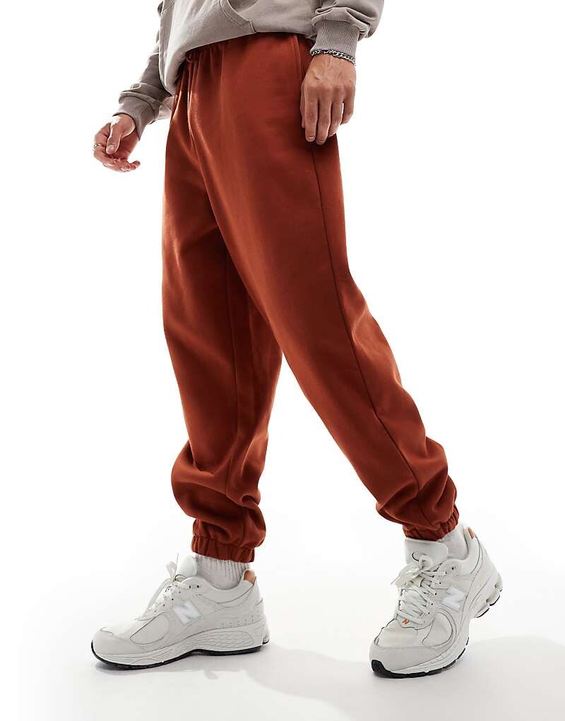 ASOS DESIGN – Premium – толстые джоггеры темно-красного цвета, 400 г/м²