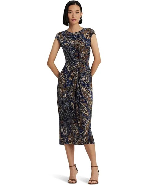 Платье LAUREN Ralph Lauren Paisley Twist-Front Jersey, цвет Navy Multi