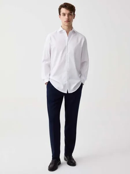Однотонная рубашка стандартного кроя, цвет optical white