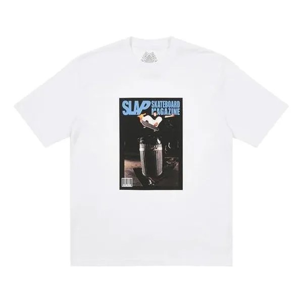 Футболка PALACE x Slap Magazine Crossover Mag Cover Classic Portrait Pattern Printing Short Sleeve White T-Shirt, белый