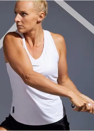 Майка для игры в большой теннис женская TK DRY 100 , размер: EU42 RU48, цвет: Белоснежный ARTENGO Х Декатлон