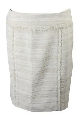 Кремовая твидовая юбка-карандаш с бахромой 14P Kasper Petite