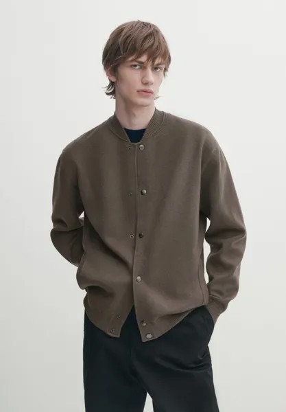Кардиган With Snap-Buttons Massimo Dutti, цвет mottled brown